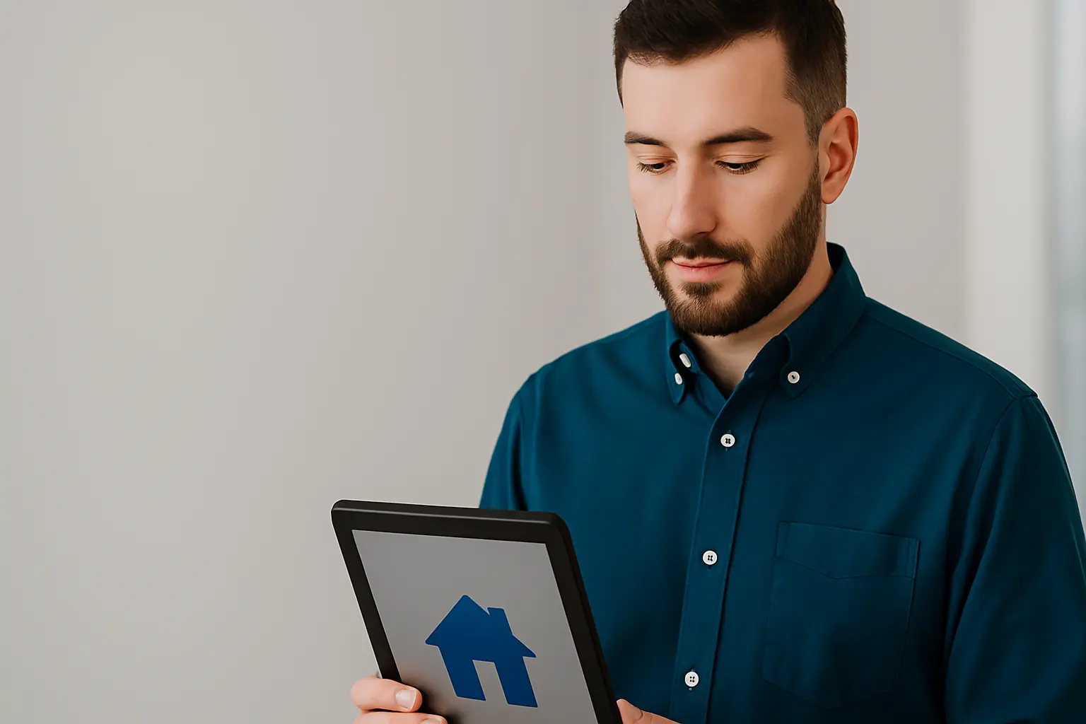 Inspector holding tablet